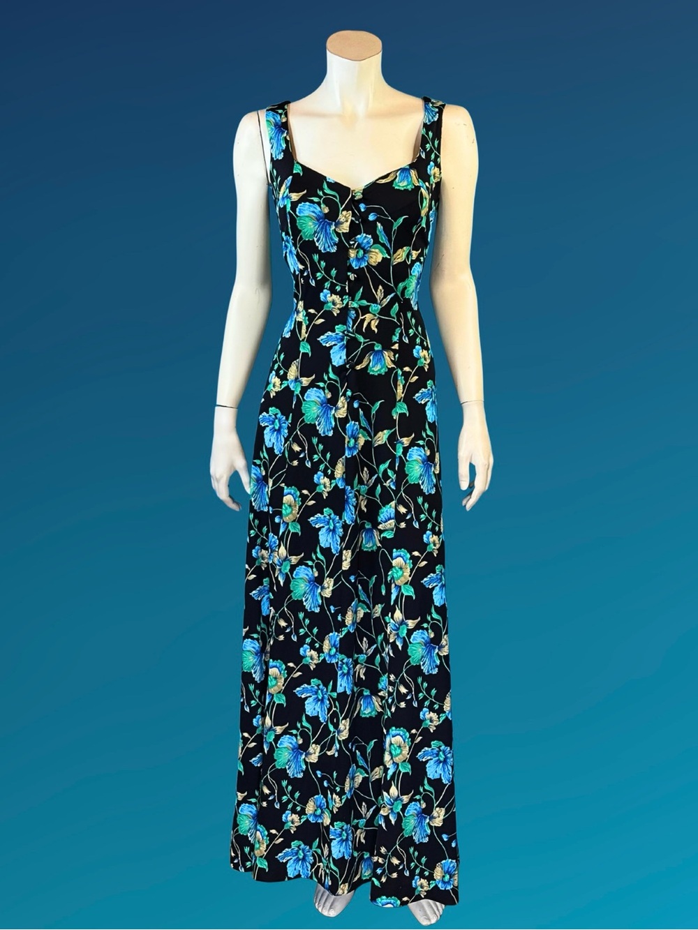 Vintage 1970s Floral Maxi Dress & Matching Jacket Set | S